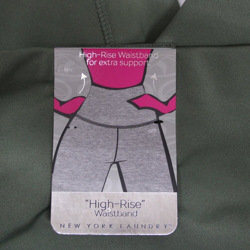 NYL AW Crop Pant Sz M x 27 Green Pull On Pockets Polyester Spandex AW Capri - Picture 7 of 16
